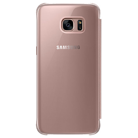 Official Samsung Galaxy S7 Edge Clear View Cover Suojakotelo - Pinkki