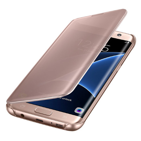 Funda Oficial Samsung Galaxy S7 Edge Clear View - Oro Rosa