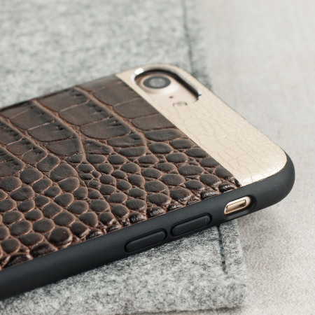 CROCO2 Genuine Leather iPhone 7 Case - Brown