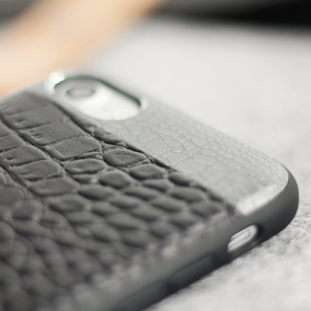 CROCO2 Genuine Leather iPhone 7 Case - Zwart