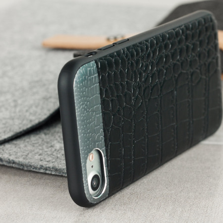CROCO2 Genuine Leather iPhone 7 Case - Black