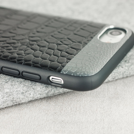 CROCO2 Genuine Leather iPhone 7 Case - Zwart