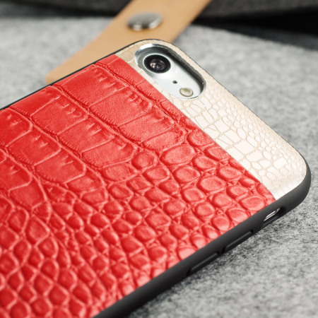 CROCO2 Genuine Leather iPhone 7 Case - Red