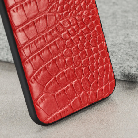 CROCO2 Genuine Leather iPhone 8 / 7 Skal - Röd