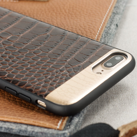 CROCO2 Genuine Leather iPhone 8 Plus / 7 Plus Skal - Brun