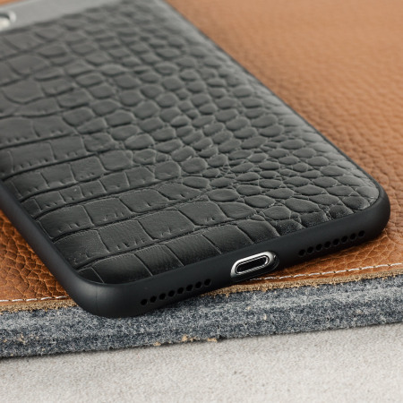 CROCO2 Genuine Leather iPhone 8 Plus / 7 Plus Skal - Svart