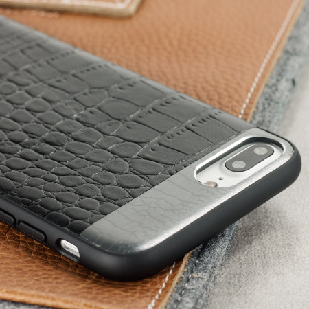 CROCO2 Genuine Leather iPhone 8 Plus / 7 Plus Case - Black