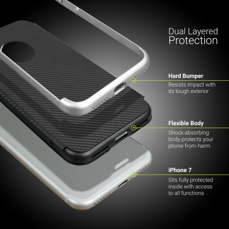 Olixar XDuo iPhone 7 Case - Carbon Fibre Silver