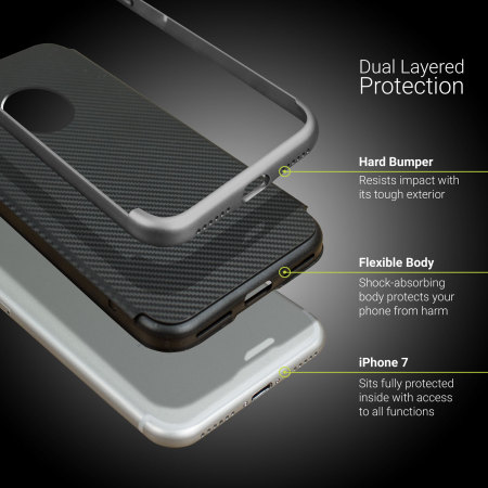 Coque iPhone 7 Olixar X-Duo – Fibres de carbone métallique gris
