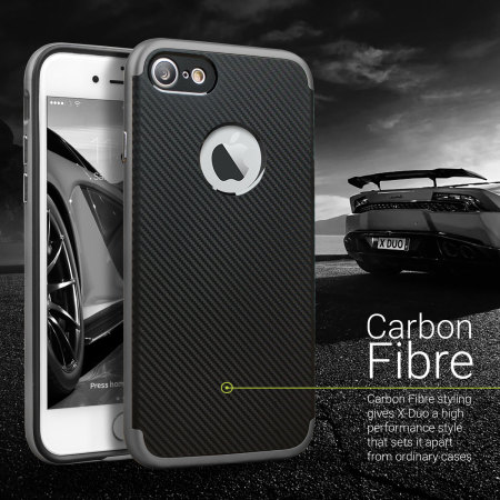 Olixar X-Duo iPhone 8 / 7 Hülle in Carbon Fibre Metallic Grau
