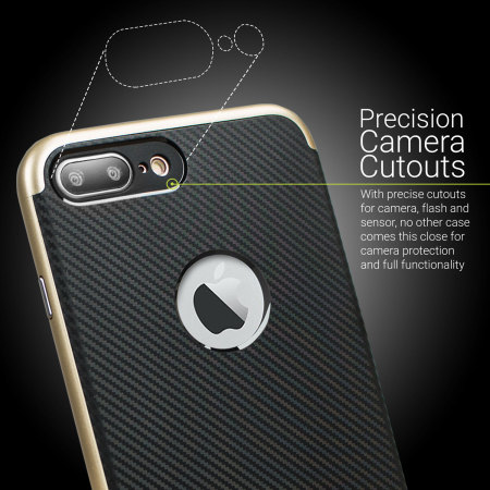 Funda iPhone 7 Plus Olixar X-Duo - Fibra Carbono / Oro