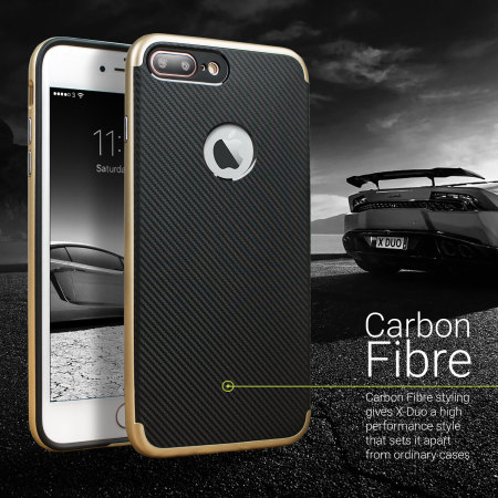 Funda iPhone 7 Plus Olixar X-Duo - Fibra Carbono / Oro