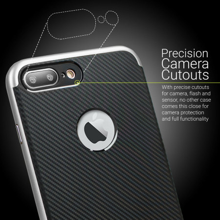 Olixar X-Duo iPhone 8 Plus / 7 Plus Case - Koolstofvezel Zilver