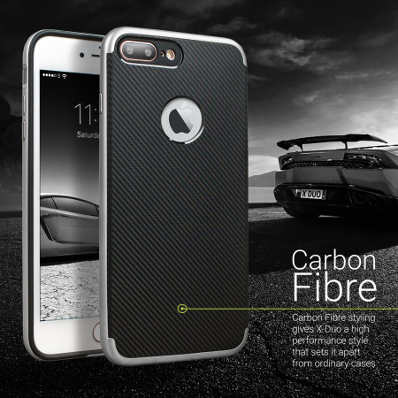 Funda iPhone 7 Plus Olixar X-Duo - Fibra Carbono / Plata