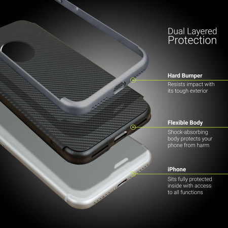 Coque iPhone 7 Plus Olixar X-Duo – Fibres carbone - Gris