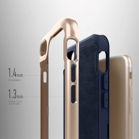 Coque iPhone 8 / 7 Caseology Envoy Series – Cuir Bleu Marine