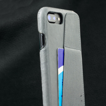 Mujjo Kunstleder iPhone 7 Plus Wallet Hülle in Grau