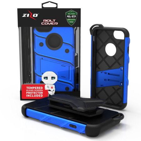 Zizo Bolt Series iPhone 8 / 7 Deksel & belteklemme – Blå