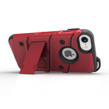 Zizo Bolt Series iPhone 8 / 7 Tough Case & Belt Clip - Red / Black