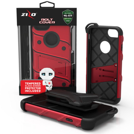 Coque iPhone 8 / 7 Zizo Bolt + Clip Ceinture - Rouge / Noire