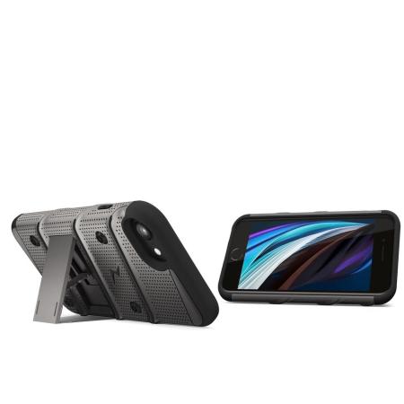 Zizo Bolt Series iPhone 8 / 7 Tough Case & Belt Clip - Grey / Black
