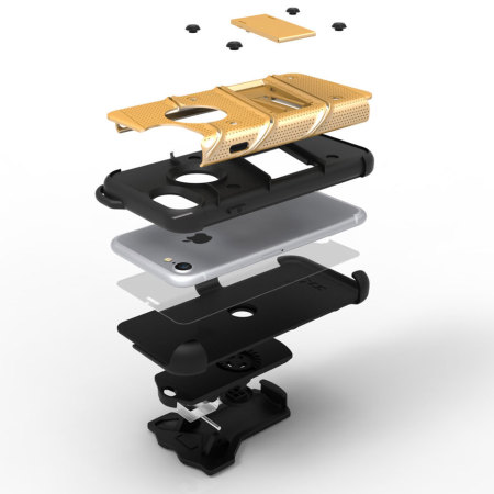 Zizo Bolt Series iPhone 8 / 7 Tough Case & Belt Clip - Gold / Black
