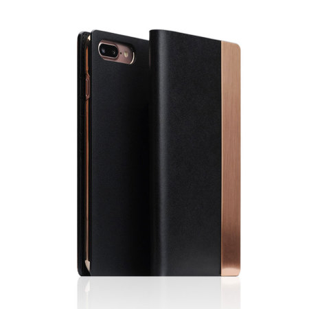 SLG D5 iPhone 7 Plus Kalbsleder-Brieftaschen Hülle - Schwarz
