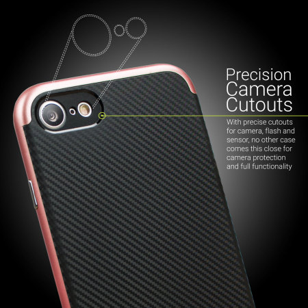 Coque iPhone 7 Olixar X-Duo – Fibres de carbone métallique Or rose