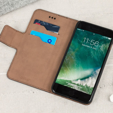 Olixar Leather-Style iPhone 8 Plus / 7 Plus Wallet Stand Case - Brown