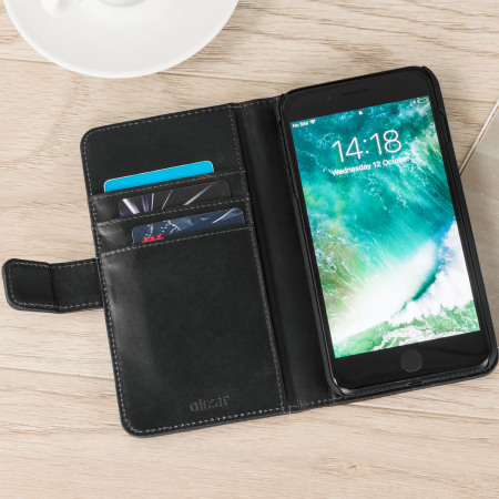 Olixar iPhone 7 Plus Ledertasche WalletCase in Schwarz