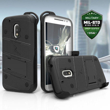 Coque Moto G4 Play Zizo Bolt Series avec clip ceinture – Noire