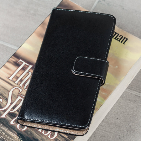 Olixar Leather-Style Huawei Honor 8 Wallet Case - Black / Tan