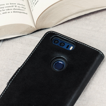 Olixar Leather-Style Huawei Honor 8 Wallet Case - Black / Tan