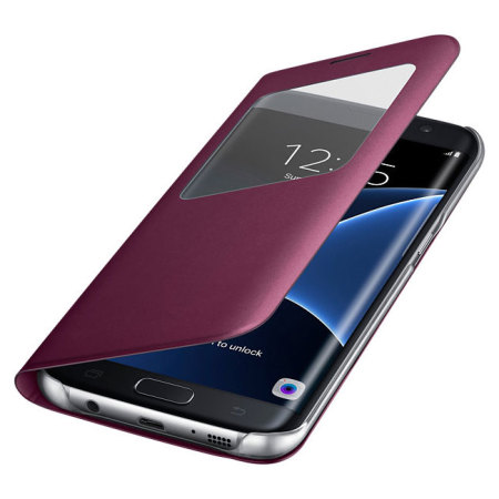 Official Samsung S7 Edge S View Cover - Ruby Wine