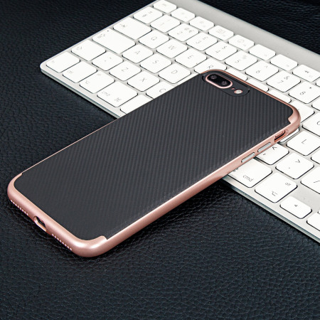 Olixar X-Duo iPhone 7 Plus Case - Carbon Fibre Rose Gold