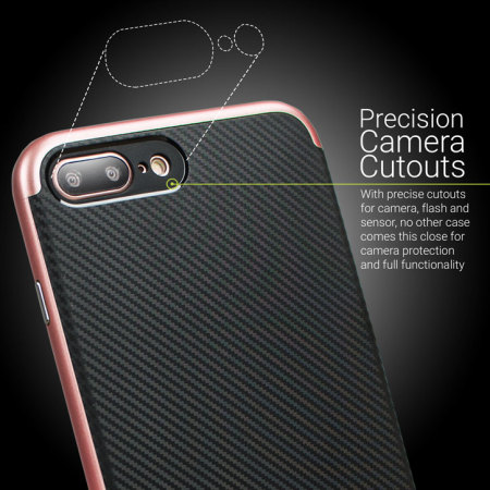Coque iPhone 7 Plus Olixar X-Duo - Fibre de carbone Or rose