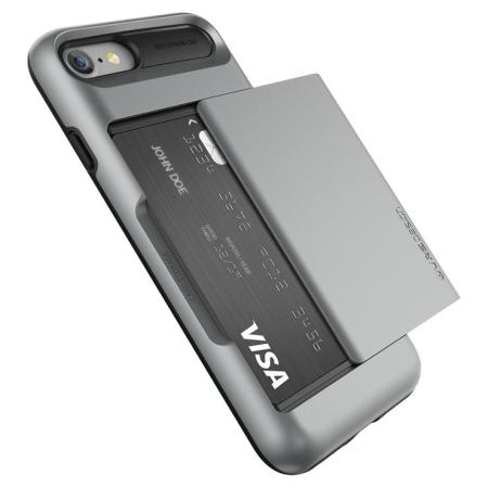 VRS Design Damda Glide iPhone 8 / 7 Wallet Tough Case - Steel Silver