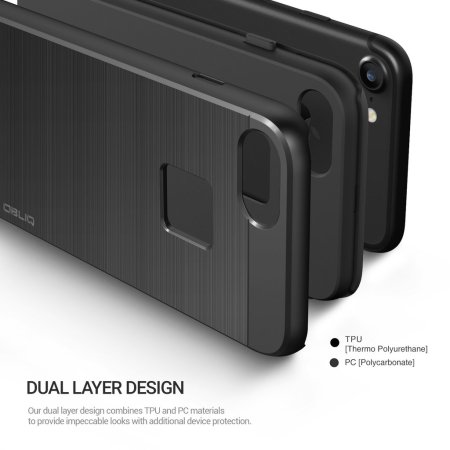 Obliq Slim Meta iPhone 7 Case - Titanium Zwart