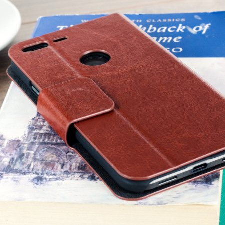 Olixar Leather-Style Google Pixel Wallet Stand Case - Brown