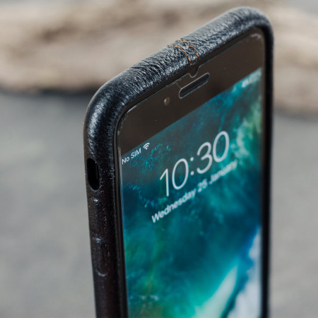 Premium Lederhülle iPhone 7 Case in Schwarz