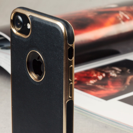 Olixar Makamae Lederlook iPhone 7 Case - Zwart