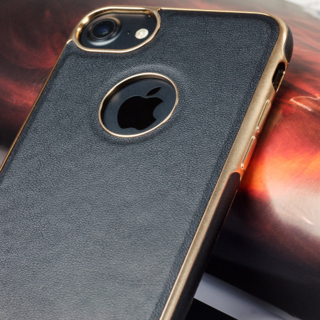 Olixar Makamae Lederlook iPhone 7 Case - Zwart