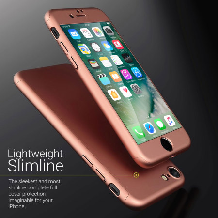 olixar xtrio full cover iphone 7 case - rose gold