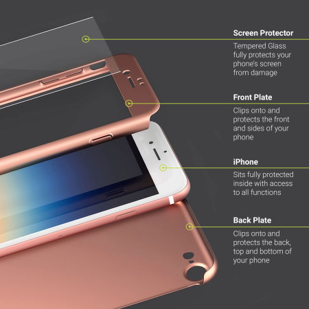 Olixar X-Trio Full Cover iPhone 7 Deksel- Rosé Gull