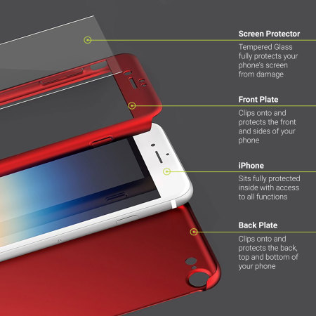 Olixar XTrio iPhone 7 Case & Screen Protector - Red