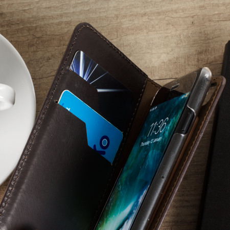 Olixar Genuine Leather iPhone 7 Executive Plånboksfodral - Brun