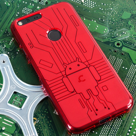 Cruzerlite Bugdroid Circuit Google Pixel XL Suojakotelo – Punainen
