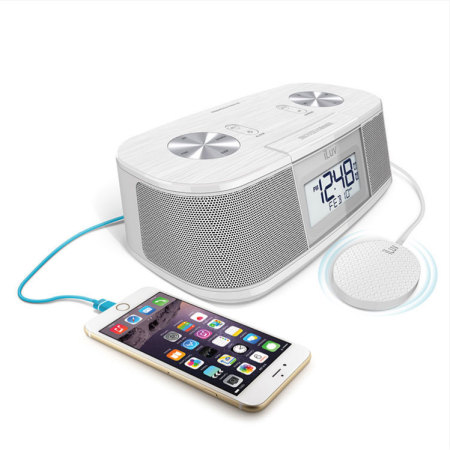 iLuv Timeshaker Micro Bluetooth LED Alarm Clock Speaker - White