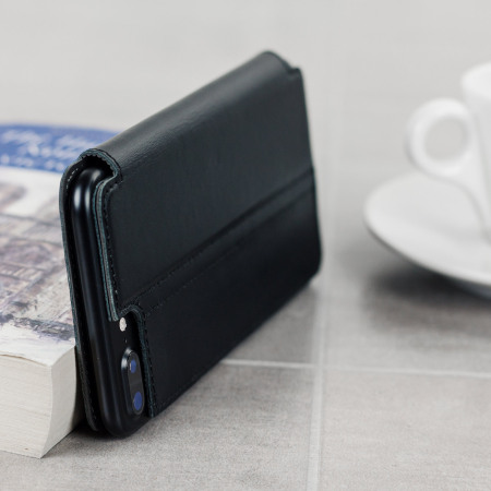 Olixar Slank Echt Leren Flip iPhone 8 Plus / 7 Plus Wallet - Zwart