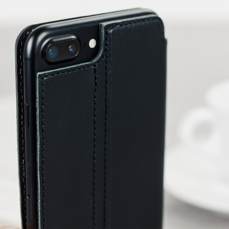 Olixar Slim iPhone 8 Plus / 7 Plus​ Ledertasche Flip Case in Schwarz
